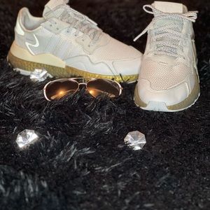 Gold and white Adidas,  great for running and going to the gym very comfortable